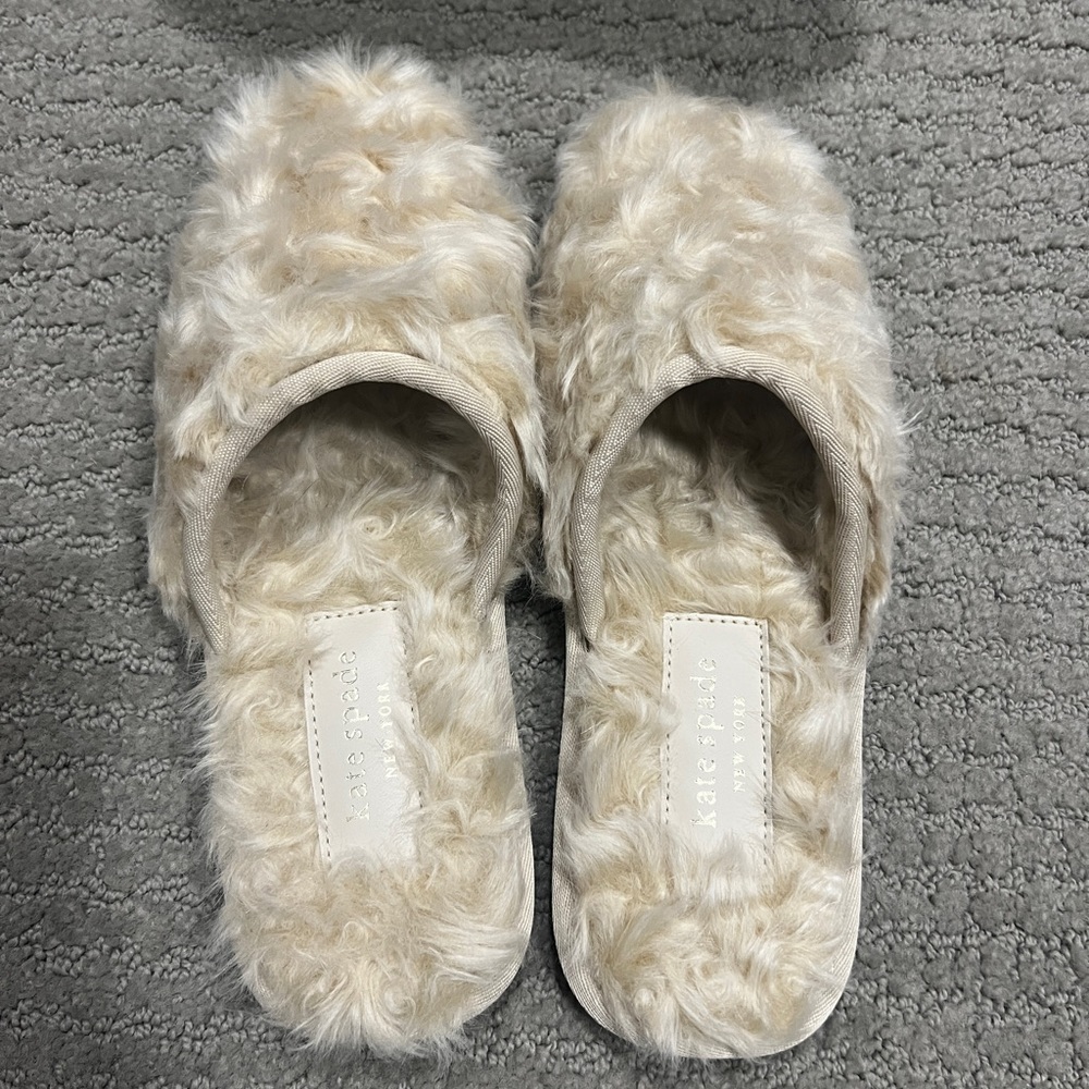 Kate Spade faux fur slippers